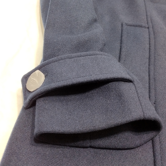 Haute Edition Navy Blue Wool Blend Peacoat With Oversized Scarf - Picture 7 of 12
